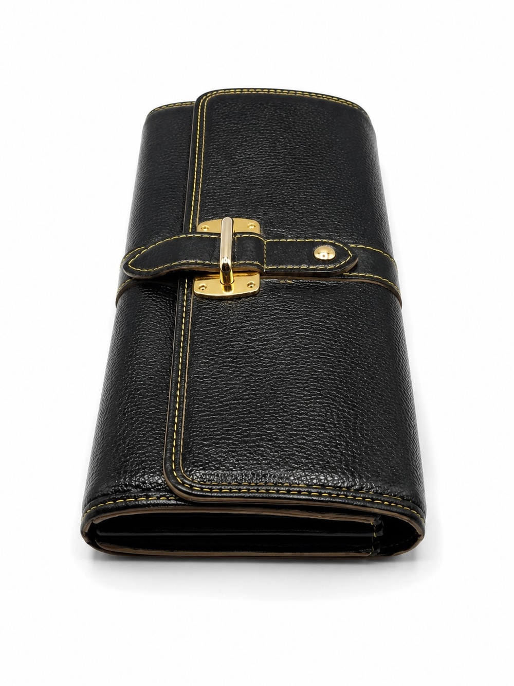 Louis Vuitton Suhali Portefeuille Favori Black Leather Long Wallet Gold Hardware - Picture 8 of 10